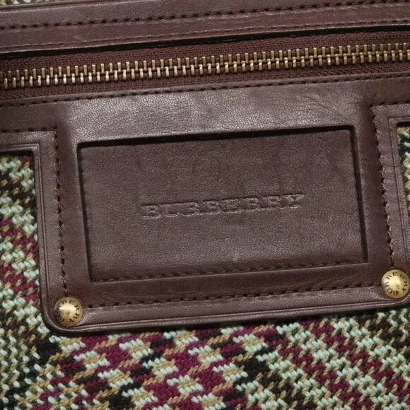 BURBERRY Nova Check Tote Bag Wool Green Gold